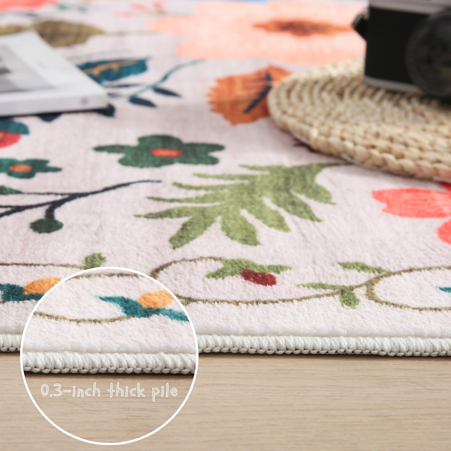 Living Room Rug 5x7 Floral Vintage