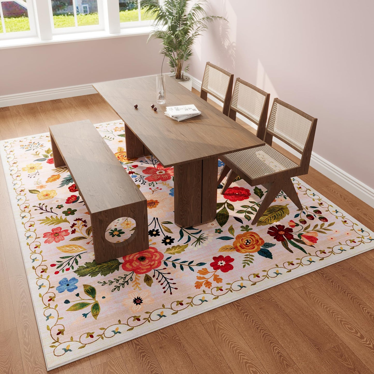 Living Room Rug 5x7 Floral Vintage