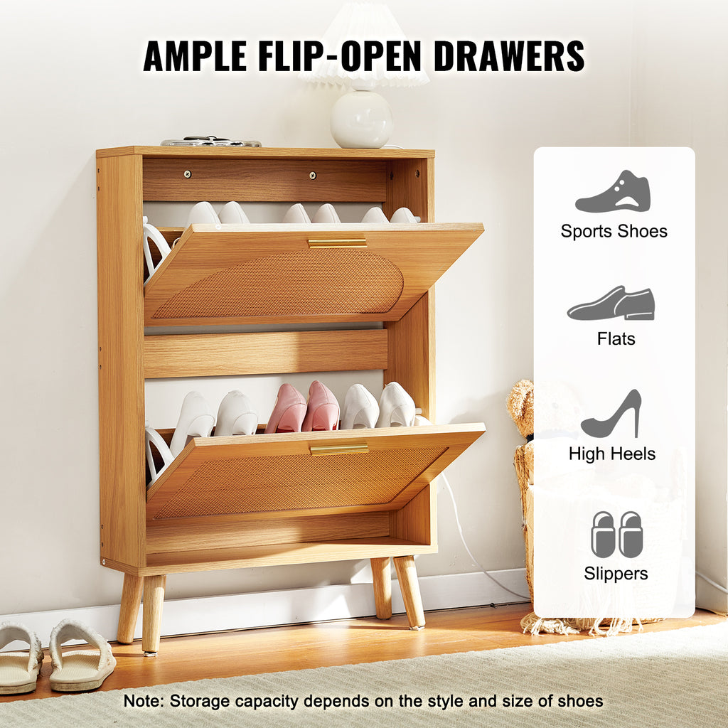 Shoe Cabinet With 2 Flip Drawers - Shoe Storage Cabinet For Entryway