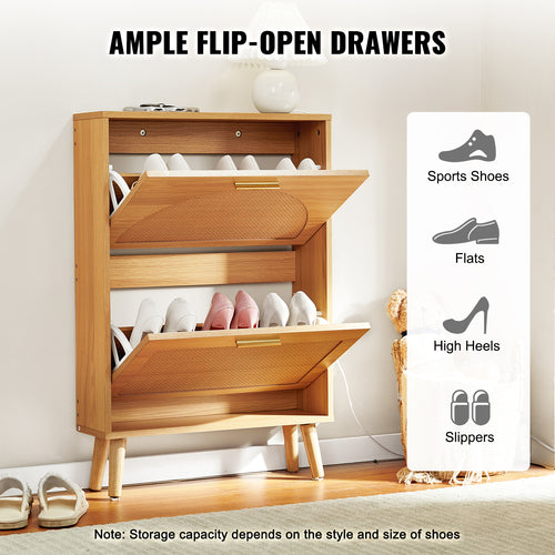 Shoe Cabinet With 2 Flip Drawers - Shoe Storage Cabinet For Entryway
